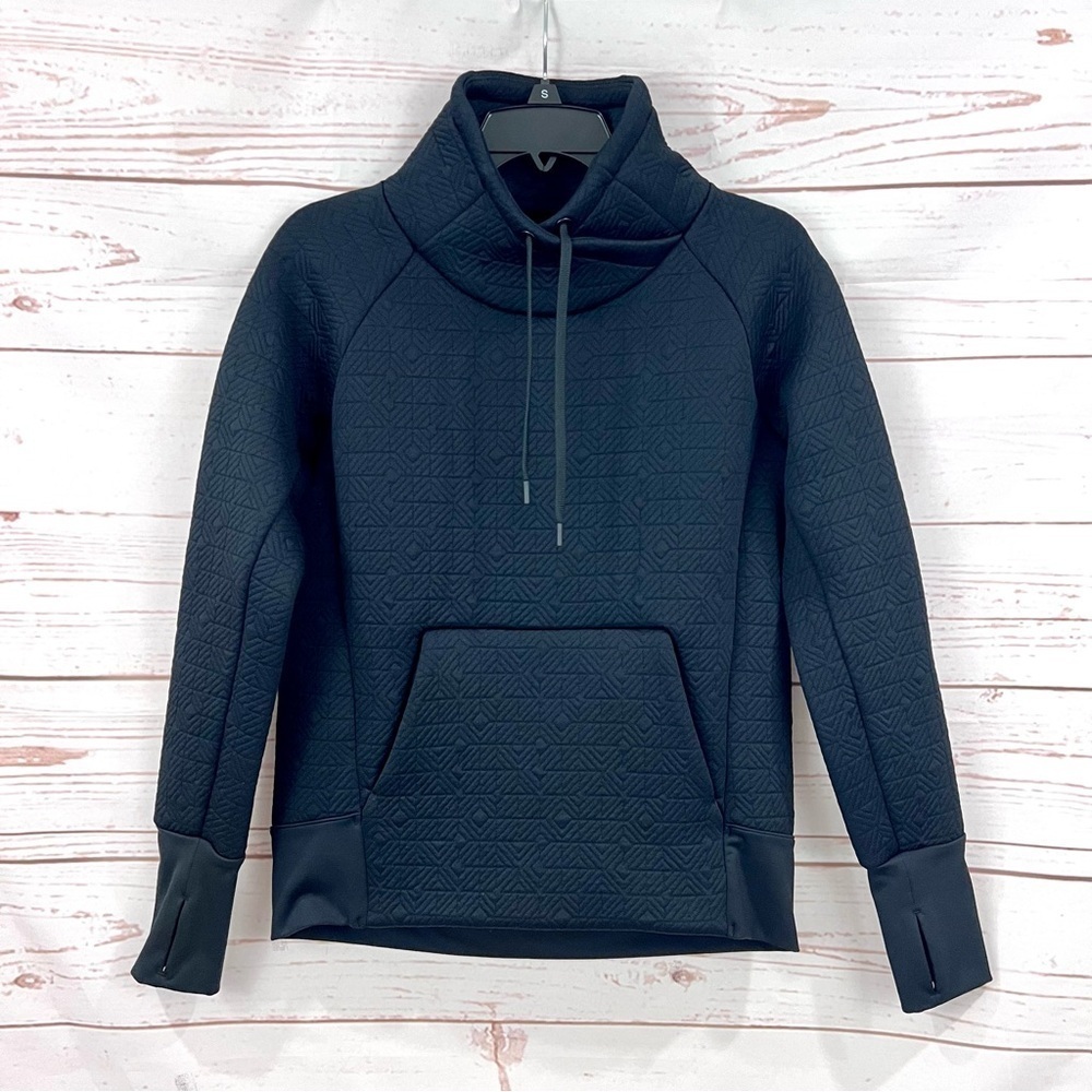 Athleta Geometric Jacquard Elevation Asymmetrical Mock Neck Pullover Sweatshirt
